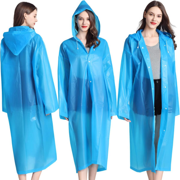 Cosowe Rain Ponchos for Adults Reusable, 2 Pcs Raincoats Emergency for Women Men with Hood and Drawstring