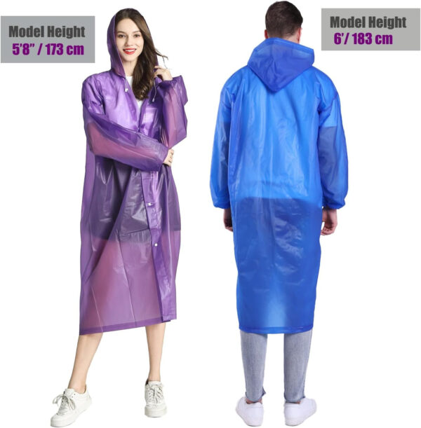 HLKZONE Raincoat, 2 Pack Rain Ponchos for Adults Travel Rain Jacket Packable Rain Coats for Women with Drawstring Hood