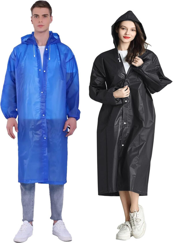 HLKZONE Raincoat, 2 Pack Rain Ponchos for Adults Travel Rain Jacket Packable Rain Coats for Women with Drawstring Hood