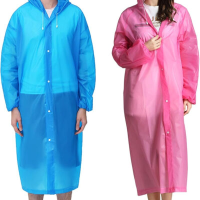HLKZONE Raincoat, 2 Pack Rain Ponchos for Adults Travel Rain Jacket Packable Rain Coats for Women with Drawstring Hood