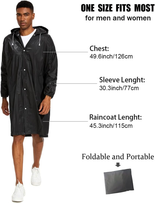 OFFITECTURE 2-Pack Reusable Rain Ponchos for Adults - Hooded Raincoats for Women/Men with Drawstring