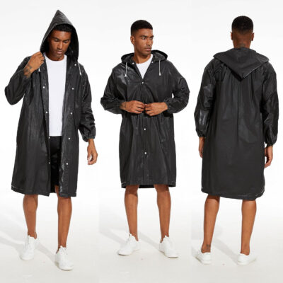 OFFITECTURE 2-Pack Reusable Rain Ponchos for Adults - Hooded Raincoats for Women/Men with Drawstring