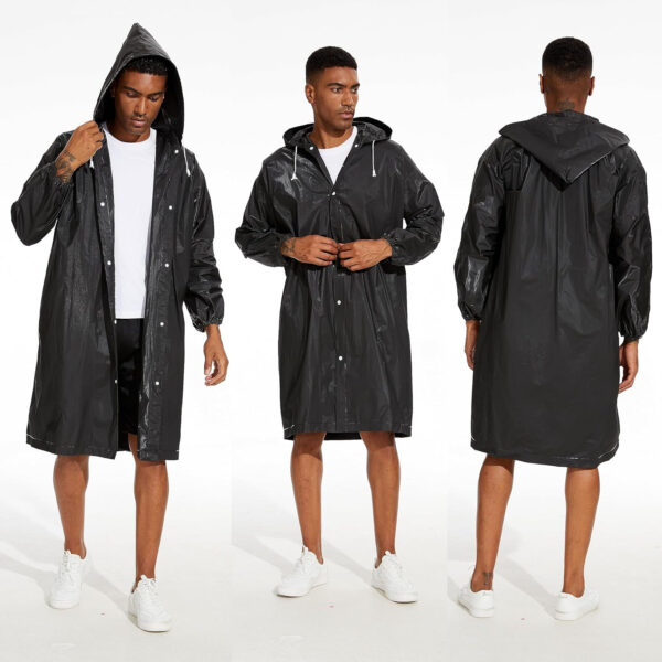 OFFITECTURE 2-Pack Reusable Rain Ponchos for Adults - Hooded Raincoats for Women/Men with Drawstring