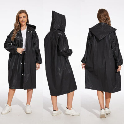 OFFITECTURE 2-Pack Reusable Rain Ponchos for Adults - Hooded Raincoats for Women/Men with Drawstring