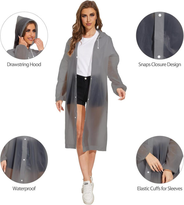 OFFITECTURE 2-Pack Reusable Rain Ponchos for Adults - Hooded Raincoats for Women/Men with Drawstring