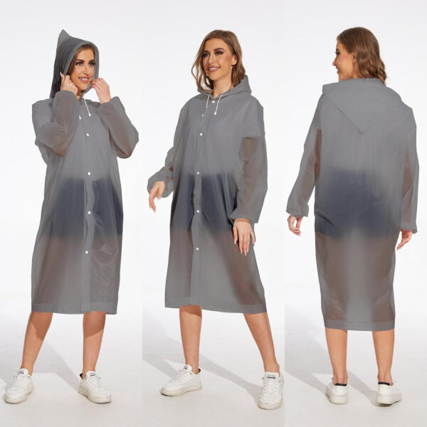 OFFITECTURE 2-Pack Reusable Rain Ponchos for Adults - Hooded Raincoats for Women/Men with Drawstring