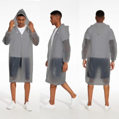OFFITECTURE 2-Pack Reusable Rain Ponchos for Adults - Hooded Raincoats for Women/Men with Drawstring