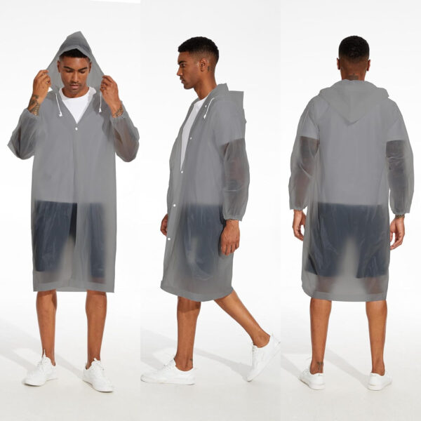 OFFITECTURE 2-Pack Reusable Rain Ponchos for Adults - Hooded Raincoats for Women/Men with Drawstring