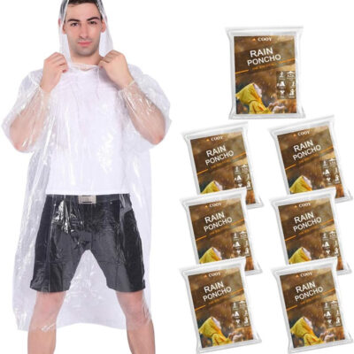 689b68074b18066b959ef584afede1479072957c10fbe56ea0f9f.jpg Rain Ponchos,with Drawstring Hood (10 Pack) Emergency Disposable Rain Ponchos Family Pack for Adults,Clear