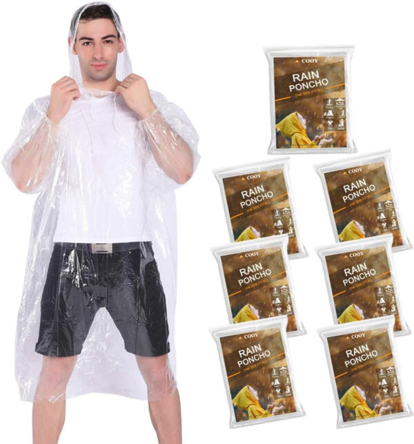 689b68074b18066b959ef584afede1479072957c10fbe56ea0f9f.jpg Rain Ponchos,with Drawstring Hood (10 Pack) Emergency Disposable Rain Ponchos Family Pack for Adults,Clear