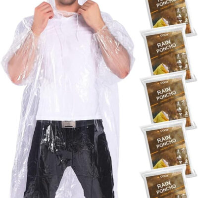 689b68087a99bb47a3e0beb90c98f97524c978deb764e7b9225b9.jpg Rain Ponchos,with Drawstring Hood (10 Pack) Emergency Disposable Rain Ponchos Family Pack for Adults,Clear