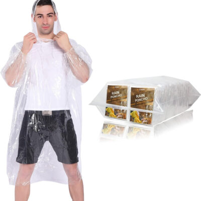 689b680a907288c716aa45f9089b6ce987ade0e97bde0578ae899.jpg Rain Ponchos,with Drawstring Hood (10 Pack) Emergency Disposable Rain Ponchos Family Pack for Adults,Clear