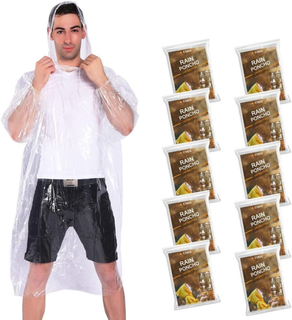 689b6811decb47e8a74cbfaf561f984a10286169d70dc1bfd8de8.jpg Rain Ponchos,with Drawstring Hood (10 Pack) Emergency Disposable Rain Ponchos Family Pack for Adults,Clear