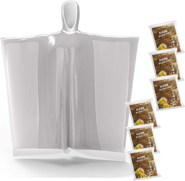689b68130c1907207364cab01646f2c1b65379250fd089415dcf4.jpg Rain Ponchos,with Drawstring Hood (10 Pack) Emergency Disposable Rain Ponchos Family Pack for Adults,Clear