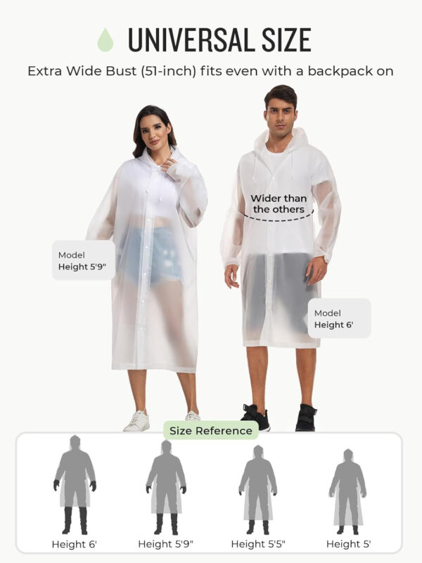 SaphiRose Extra Long Rain Ponchos for Adults - EVA Rain Coats Waterproof Unisex Rain Jacket with Drawstring Hood