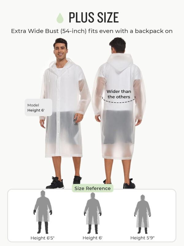 SaphiRose Extra Long Rain Ponchos for Adults - EVA Rain Coats Waterproof Unisex Rain Jacket with Drawstring Hood