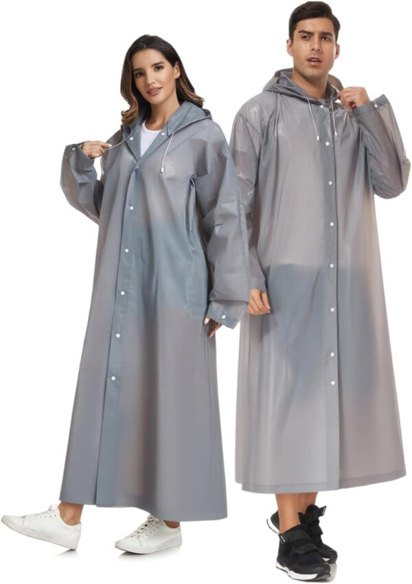 SaphiRose Extra Long Rain Ponchos for Adults - EVA Rain Coats Waterproof Unisex Rain Jacket with Drawstring Hood