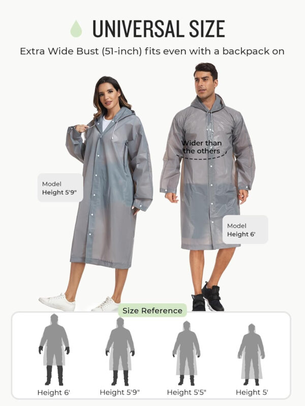 SaphiRose Extra Long Rain Ponchos for Adults - EVA Rain Coats Waterproof Unisex Rain Jacket with Drawstring Hood