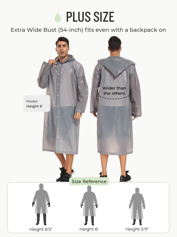 SaphiRose Extra Long Rain Ponchos for Adults - EVA Rain Coats Waterproof Unisex Rain Jacket with Drawstring Hood