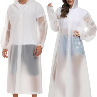SaphiRose Extra Long Rain Ponchos for Adults - EVA Rain Coats Waterproof Unisex Rain Jacket with Drawstring Hood