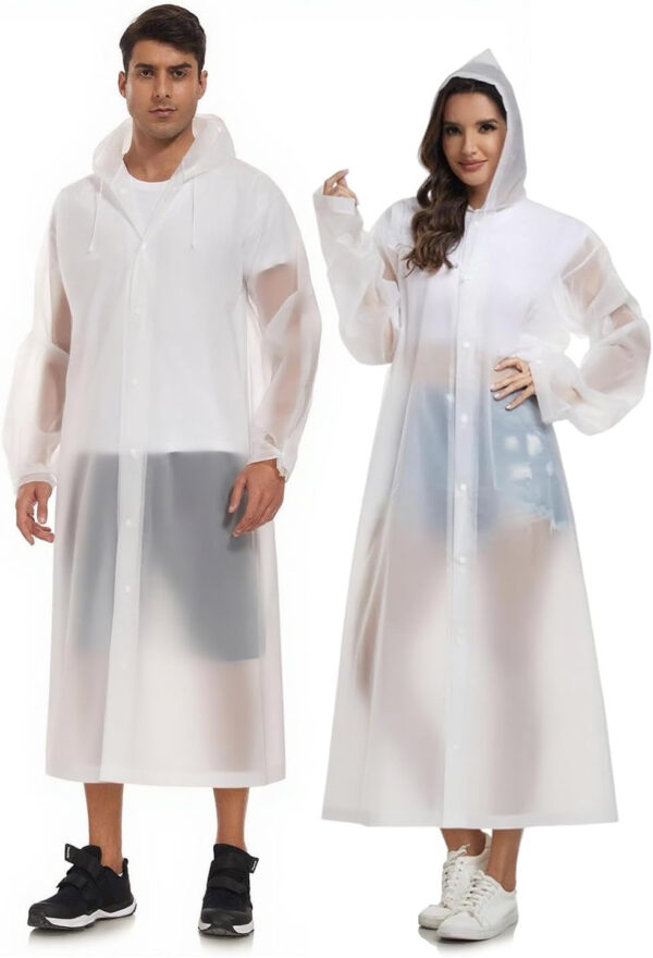 SaphiRose Extra Long Rain Ponchos for Adults - EVA Rain Coats Waterproof Unisex Rain Jacket with Drawstring Hood