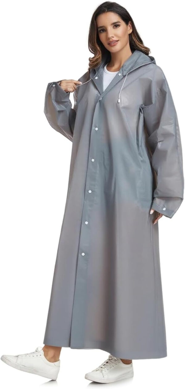 SaphiRose Extra Long Rain Ponchos for Adults - EVA Rain Coats Waterproof Unisex Rain Jacket with Drawstring Hood