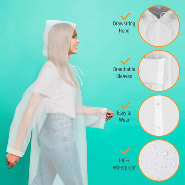 Rain Coats (2 Pack) - EVA Rain Poncho for Women and Men, Reusable Raincoat