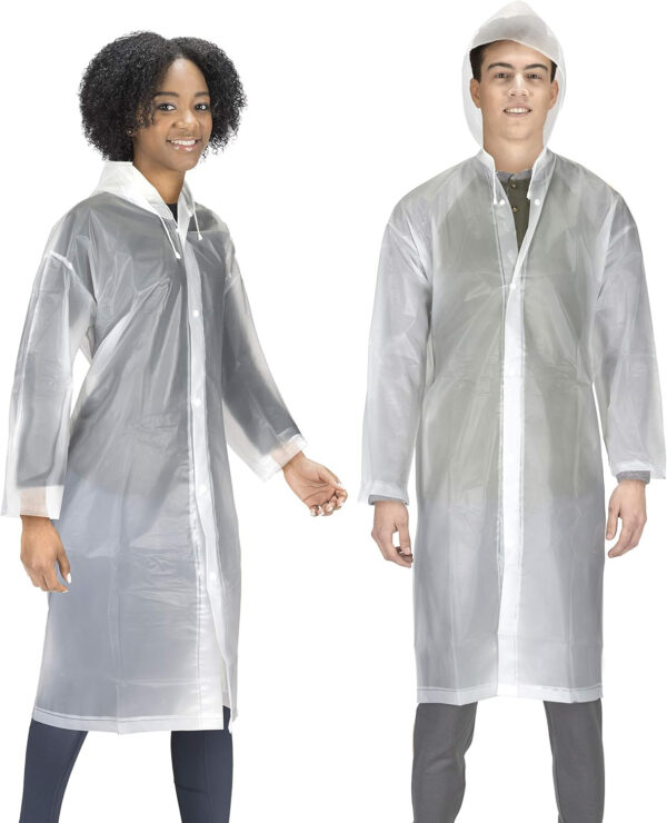Rain Coats (2 Pack) - EVA Rain Poncho for Women and Men, Reusable Raincoat