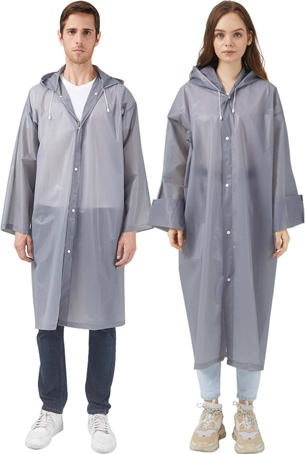 Rain Ponchos Raincoats for Adults Women, Reusable Rain Jacket Coats with Hood for Family Disney Park Travel 2 Pack