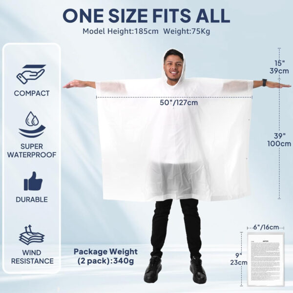 689b69a0ed93803249ea746a8913a2600118dd813192c1d15f63e.jpg ANYOO Rain Ponchos for Adult Emergency Raincoats Reusable Hooded Rain Jackets for Men Women(2 pack)