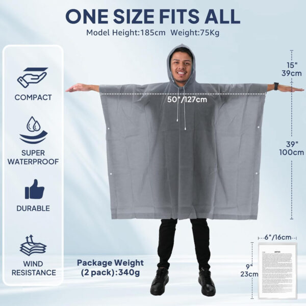 689b69bf88f613bb75169e30a8d55bb2c41a6ca46e04574eeb6ee.jpg ANYOO Rain Ponchos for Adult Emergency Raincoats Reusable Hooded Rain Jackets for Men Women(2 pack)