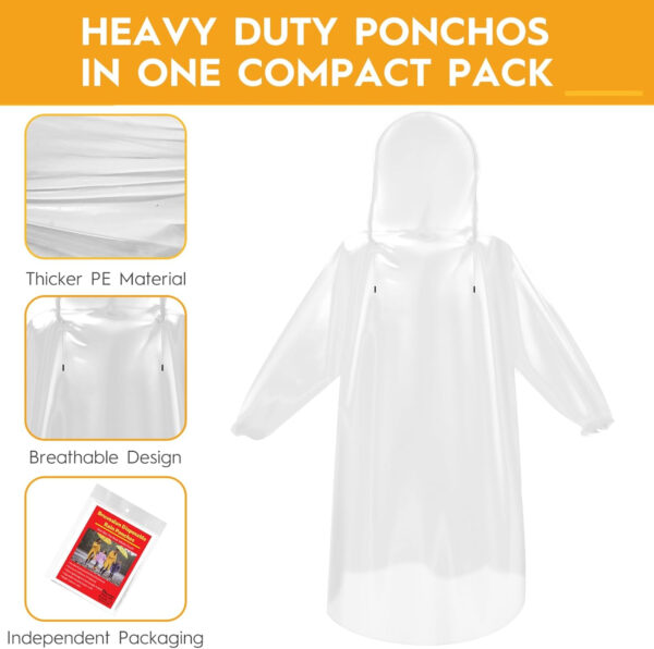 689b6a0b5f4d37e3eb07f33c64dcefa8627458e5e8a357fd5c838.jpg Bruvoalon 6 & 20 Pack Disposable Rain Ponchos for Adults/Youth, Waterproof PE Raincoats with Drawstring, Camping/Emergency