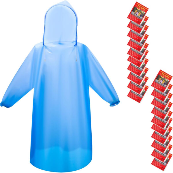 689b6a257e8aaaf0302754bc05ac7184a1452c8620910ffbe7e7e.jpg Bruvoalon 6 & 20 Pack Disposable Rain Ponchos for Adults/Youth, Waterproof PE Raincoats with Drawstring, Camping/Emergency