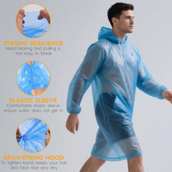 689b6a290ea6e62ef66d1117c7ad91f709704c76fe658962ccd98.jpg Bruvoalon 6 & 20 Pack Disposable Rain Ponchos for Adults/Youth, Waterproof PE Raincoats with Drawstring, Camping/Emergency