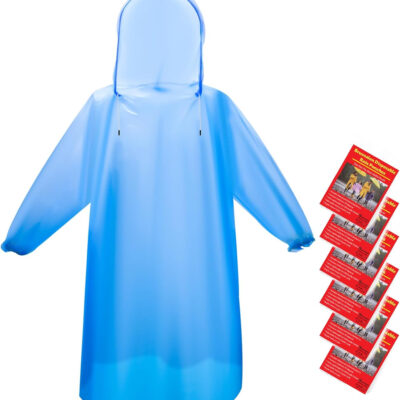 689b6a3058b6f398ab224719fe06d1878812f1389cedb1b83d592.jpg Bruvoalon 6 & 20 Pack Disposable Rain Ponchos for Adults/Youth, Waterproof PE Raincoats with Drawstring, Camping/Emergency