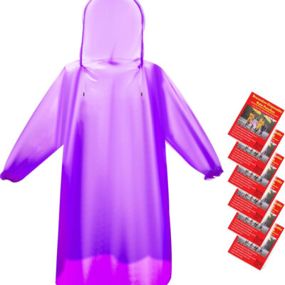 689b6a3dbce3eec432ba791f51c24d67fab6e1611d7655f861187.jpg Bruvoalon 6 & 20 Pack Disposable Rain Ponchos for Adults/Youth, Waterproof PE Raincoats with Drawstring, Camping/Emergency