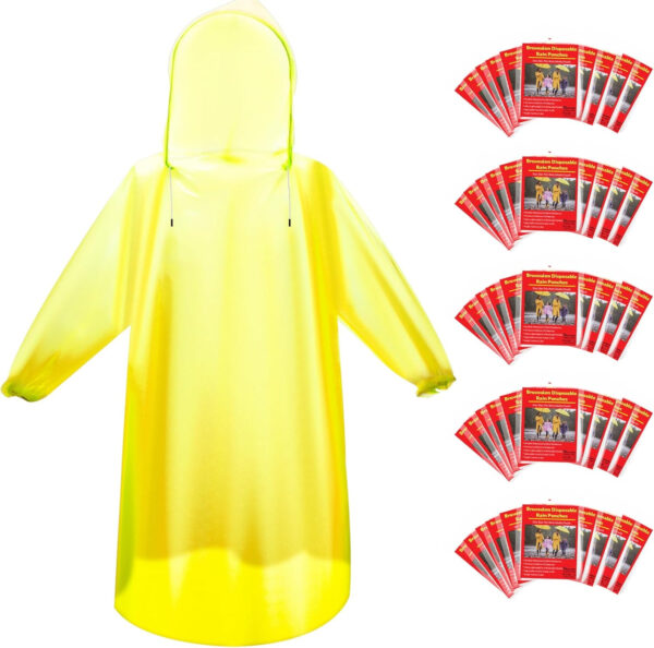 689b6a4c03c07664c6772f52ee818a4d2152d1e886367c78c3dbc.jpg Bruvoalon 6 & 20 Pack Disposable Rain Ponchos for Adults/Youth, Waterproof PE Raincoats with Drawstring, Camping/Emergency