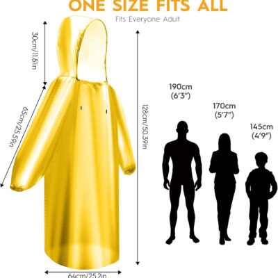 689b6a558393a83807fdf261c7c960295bc244a7242cad853addc.jpg Bruvoalon 6 & 20 Pack Disposable Rain Ponchos for Adults/Youth, Waterproof PE Raincoats with Drawstring, Camping/Emergency