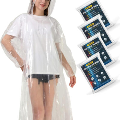 Rain Ponchos for Family Adults - Disposable Adult Rain Poncho with Drawstring Hood