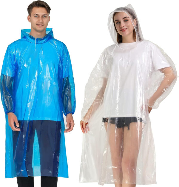 Rain Ponchos for Family Adults - Disposable Adult Rain Poncho with Drawstring Hood