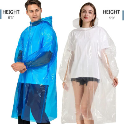 Rain Ponchos for Family Adults - Disposable Adult Rain Poncho with Drawstring Hood