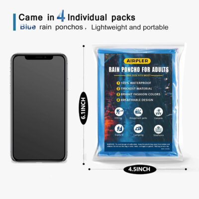 Rain Ponchos for Family Adults - Disposable Adult Rain Poncho with Drawstring Hood