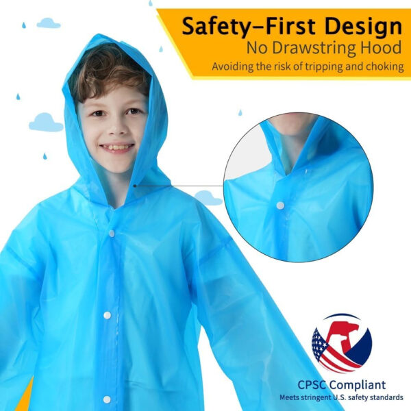 Opret 2 Pack Raincoats for Kids, Reusable Rain Ponchos with Hood and Sleeves Waterproof Rain Coats for Boys and Girls