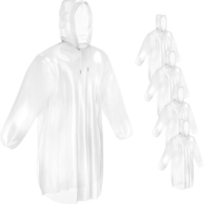 Mindful Design Disposable Rain Ponchos for Adults (4 Pack)