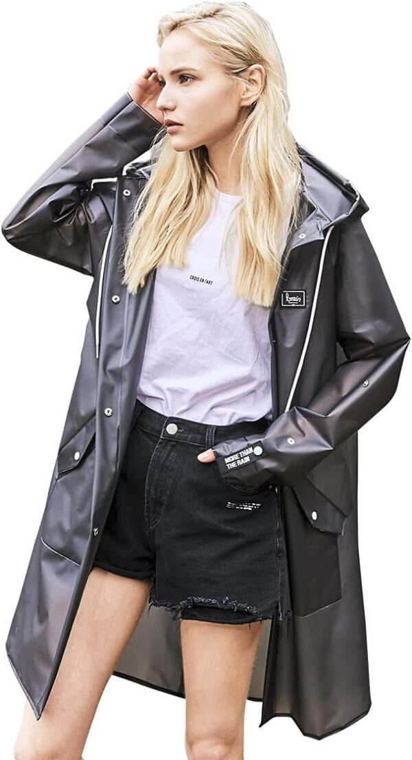 689b6beaa991e342fd6acac8cc49b21c4b968ad697b36dcdde9aa.jpg L-Rain Durable TPU Clear Rain Coat for Adults - Women and Men Fashion Hooded Rain Poncho