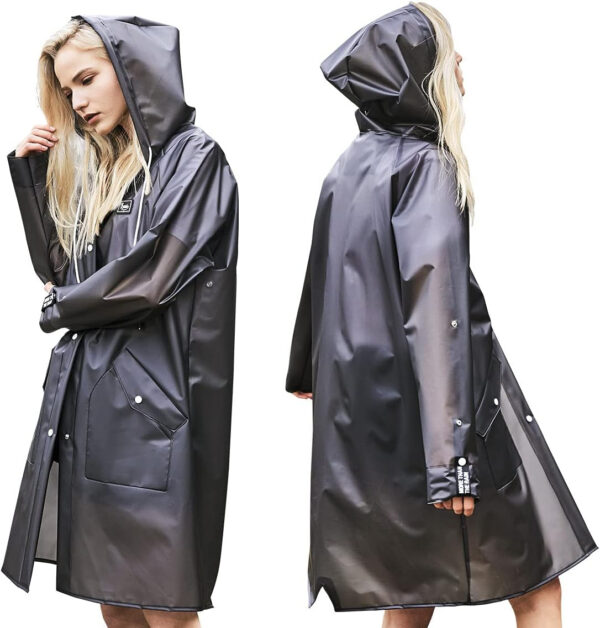 689b6beee684dba2546e6c00e7f3d243f5da7751fc9356b98e269.jpg L-Rain Durable TPU Clear Rain Coat for Adults - Women and Men Fashion Hooded Rain Poncho