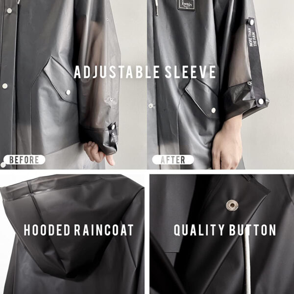 689b6bf045f5ee5cc0f07897ce280d665a38a2c4c6b8dc8246728.jpg L-Rain Durable TPU Clear Rain Coat for Adults - Women and Men Fashion Hooded Rain Poncho