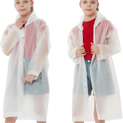 Rain Ponchos Raincoats for Kids, Reusable Boys Girls Rain Jackets Emergency with Hood for Family Disney Travel Outdoor