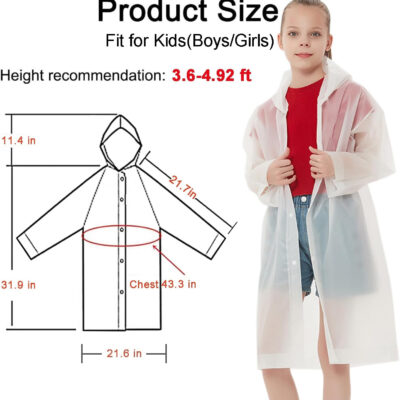 Rain Ponchos Raincoats for Kids, Reusable Boys Girls Rain Jackets Emergency with Hood for Family Disney Travel Outdoor