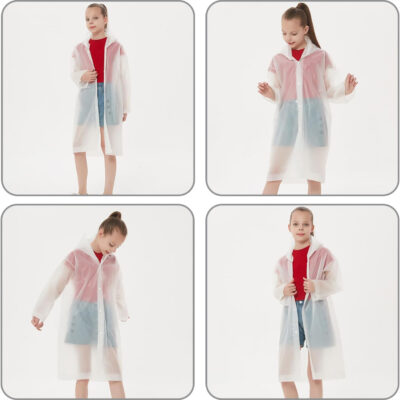 Rain Ponchos Raincoats for Kids, Reusable Boys Girls Rain Jackets Emergency with Hood for Family Disney Travel Outdoor